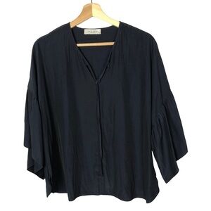 Boutique Lola & Sophie Navy Blue Flared Sleeve Blouse XS
